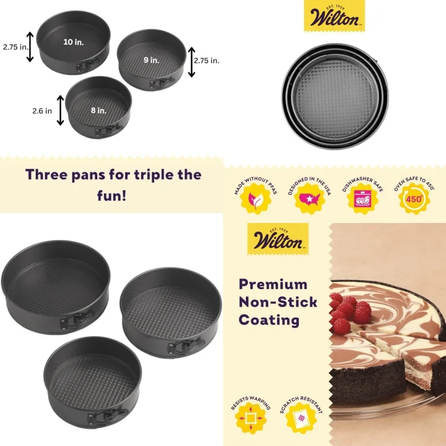 Gold Non-Stick 8, 9, 10 in Springform Cheesecake Pan Set, Stainless Steel Bakeware, Made without PFAs, Packaging May Vary
Gold Non-Stick 8, 9, 10 in Springform Cheesecake Pan Set, Stainless Steel Bakeware, Made without PFAs, Packaging May Vary