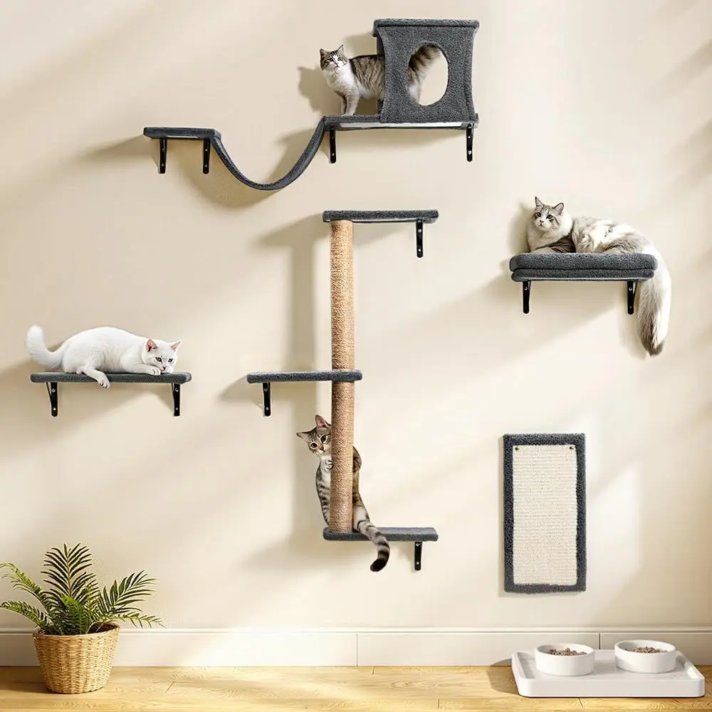 5-in-1 Wooden Cat Furniture Set: Climber with Perches, Condo, Bed, Scratching Post & Board for 16 Walls
5-in-1 Wooden Cat Furniture Set: Climber with Perches, Condo, Bed, Scratching Post & Board for 16 Walls