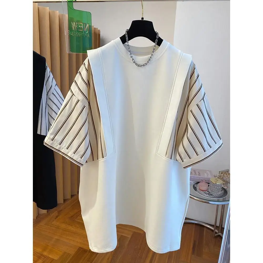 Patchwork Stripe Contrasting Colors Summer Women T-shirt Harajuku Loose Large Size Short Sleeve Casual Comfortable Long Tops
Patchwork Stripe Contrasting Colors Summer Women T-shirt Harajuku Loose Large Size Short Sleeve Casual Comfortable Long Tops