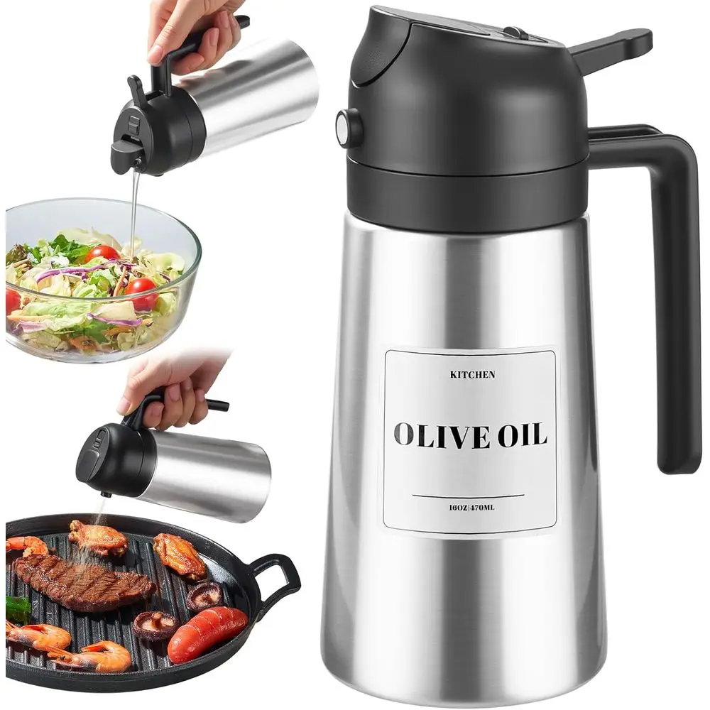 Oil Dispenser Bottle with Stainless Steel Shell & Ceramic Sprayed Interior, 2 in 1 Olive Oil Sprayer and Dispenser, Oil Spray Bo
Oil Dispenser Bottle with Stainless Steel Shell & Ceramic Sprayed Interior, 2 in 1 Olive Oil Sprayer and Dispenser, Oil Spray Bo