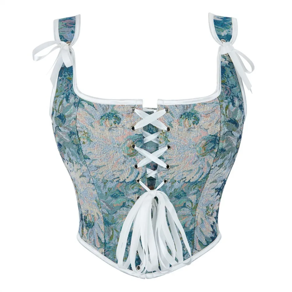 Vintage Women Corset Printed Sleeveless Lace Up Bandage Slim Crop Tops Tank Fashion Sexy Female Bustier Camisole Bielizna Gothic
Vintage Women Corset Printed Sleeveless Lace Up Bandage Slim Crop Tops Tank Fashion Sexy Female Bustier Camisole Bielizna Gothic