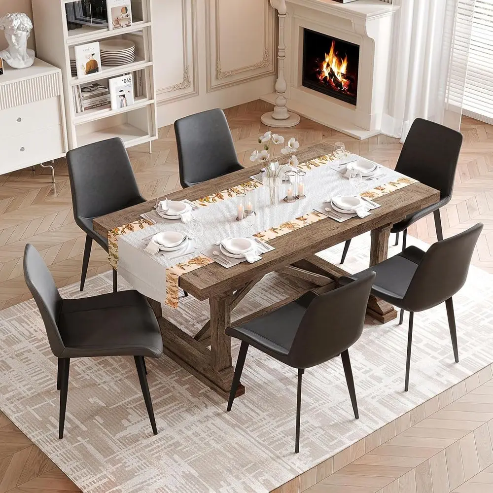 Set of 6 PU Leather Dining Chairs, Waterproof and Easy to Clean, Curved Backrest, Sturdy Metal Legs, Suitable for Restaurant, Di
Set of 6 PU Leather Dining Chairs, Waterproof and Easy to Clean, Curved Backrest, Sturdy Metal Legs, Suitable for Restaurant, Di
