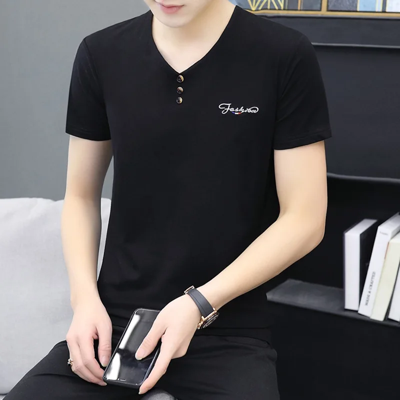 Summer Thin Pure Cotton Short Sleeve T-Shirt Men's Half Sleeve Casual V-Neck Base Shirt Slim Fit Breathable Shirt Male
Summer Thin Pure Cotton Short Sleeve T-Shirt Men's Half Sleeve Casual V-Neck Base Shirt Slim Fit Breathable Shirt Male