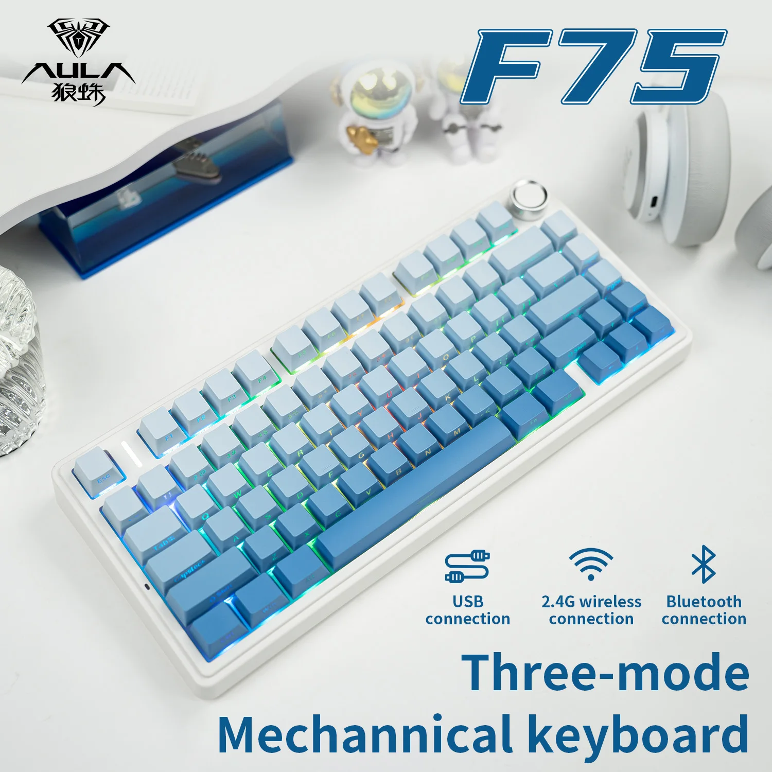 AULA F75 Custom Mechanical Keyboard Tri-mode with RGB Backlighting Switches Gaming Keyboard
AULA F75 Custom Mechanical Keyboard Tri-mode with RGB Backlighting Switches Gaming Keyboard