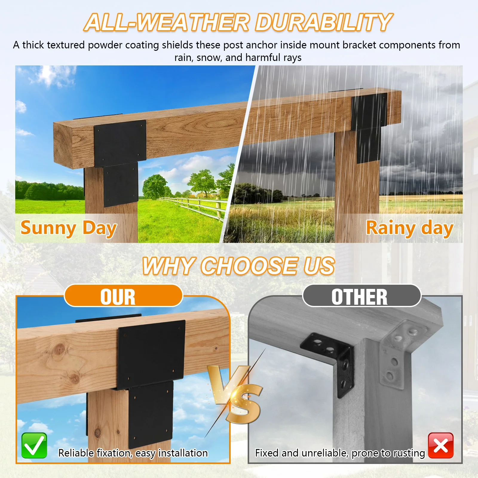2 Pack Galvanized Steels Pergola Connector Brackets 6x6 (Actual 5.5x5.5in) Steel Post Anchor Connector for Wood Posts Gazebo
2 Pack Galvanized Steels Pergola Connector Brackets 6x6 (Actual 5.5x5.5in) Steel Post Anchor Connector for Wood Posts Gazebo