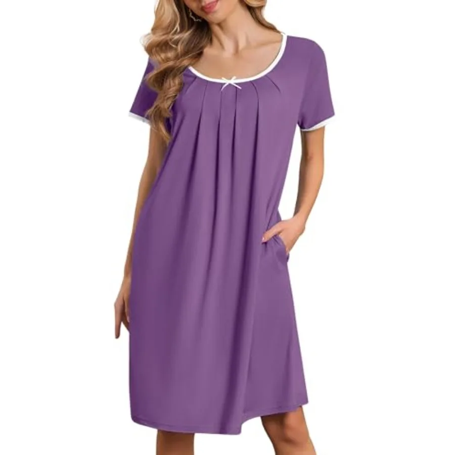 Ekouaer Nightgowns for Women Short Sleeve Moo Moos Ladies House Dress with Pockets Pleated Sleepshirts Soft Sleepwear
Ekouaer Nightgowns for Women Short Sleeve Moo Moos Ladies House Dress with Pockets Pleated Sleepshirts Soft Sleepwear