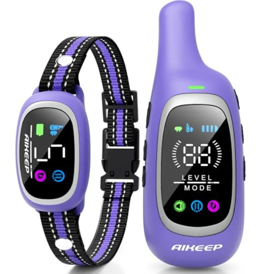 Dog training collar for outdoor use, waterproof IP67 silicone-coated black e-collar with 3300FT remote range, featuring anti-ba
Dog training collar for outdoor use, waterproof IP67 silicone-coated black e-collar with 3300FT remote range, featuring anti-ba