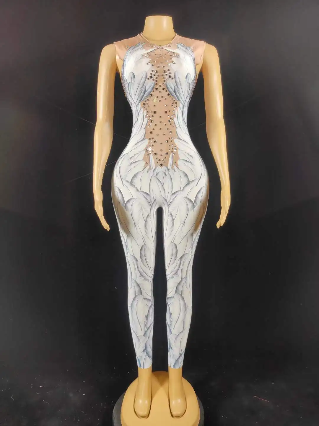 Women Dance Queen Sleeveless Rhinestone Stretchy Gold White Jumpsuits Fabric Singer Cheerleader Wear Rave Party Nightclub
Women Dance Queen Sleeveless Rhinestone Stretchy Gold White Jumpsuits Fabric Singer Cheerleader Wear Rave Party Nightclub
