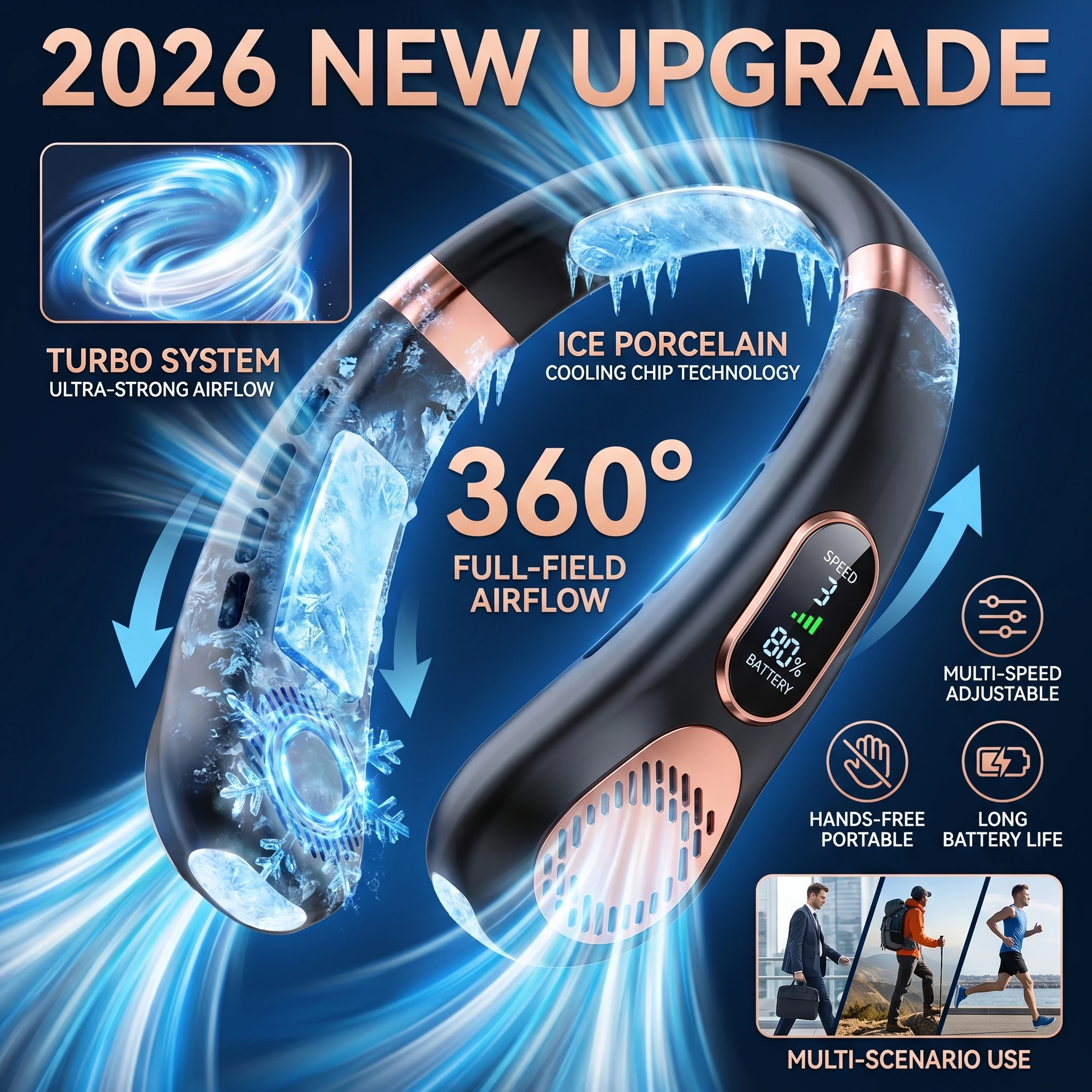 2026 New Upgrade Personal Fan With LED Indicator, USB-C Charging, Long-Lasting 4000mAh Battery, Hands Free Bladeless Fan With 5
2026 New Upgrade Personal Fan With LED Indicator, USB-C Charging, Long-Lasting 4000mAh Battery, Hands Free Bladeless Fan With 5