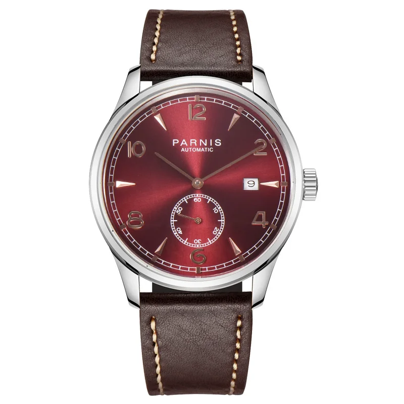 New Arrival Parnis 41.5mm Red Dial Mechanical Automatic Men's Watches Calendar Leather Strap Luxury Men Watch relogios masculino
New Arrival Parnis 41.5mm Red Dial Mechanical Automatic Men's Watches Calendar Leather Strap Luxury Men Watch relogios masculino