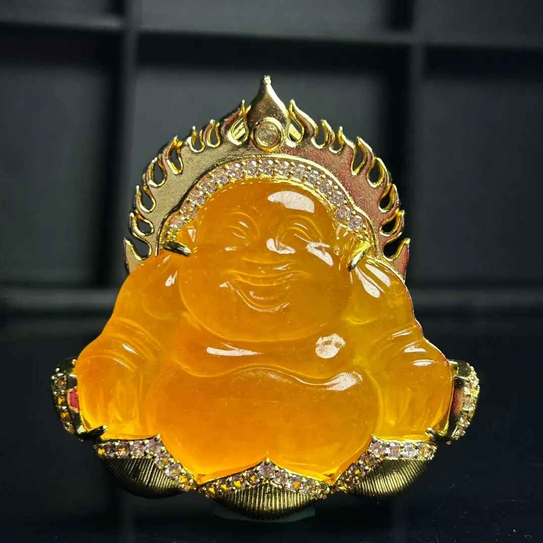 Certified Natural High Ice Yellow Jade Jadeite inlay Buddha Pendant & Necklaces
Certified Natural High Ice Yellow Jade Jadeite inlay Buddha Pendant & Necklaces