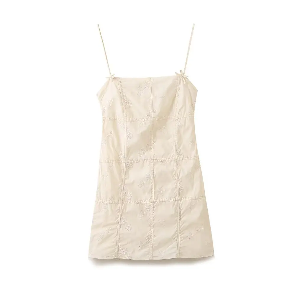 Women's new chic fashion bow decoration slim embroidery suspender mini dress retro sleeveless backless women's dress
Women's new chic fashion bow decoration slim embroidery suspender mini dress retro sleeveless backless women's dress