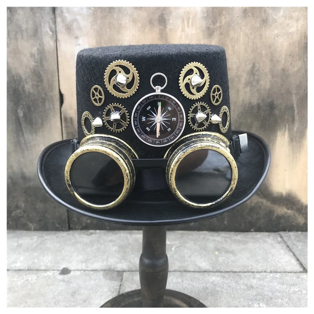 New Unisex Men Women High-end Handmade Steampunk Top Hat With Gear Glasses Magic Hat Top Hat Size 57CM Steampunk Hat
New Unisex Men Women High-end Handmade Steampunk Top Hat With Gear Glasses Magic Hat Top Hat Size 57CM Steampunk Hat