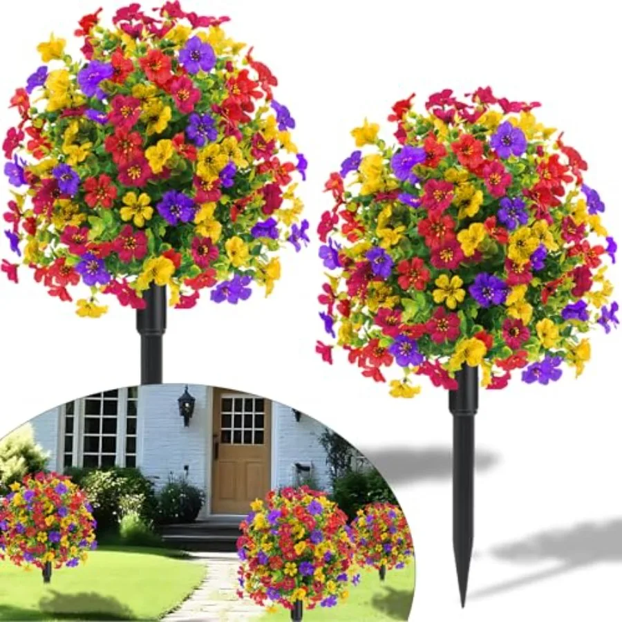 Outdoor garden topiary set: 23 artificial boxwood balls with spikes, UV-resistant faux shrubs in violet flowers, realistic mix-
Outdoor garden topiary set: 23 artificial boxwood balls with spikes, UV-resistant faux shrubs in violet flowers, realistic mix-