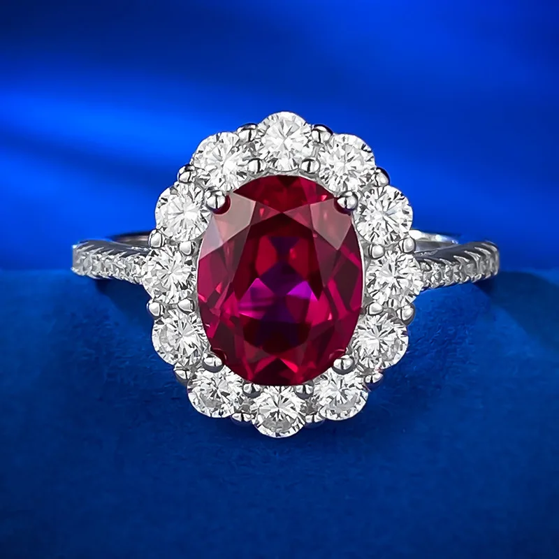 European and American S925 sterling silver classic artificial pigeon blood red oval 7 * 9 zircon ring hot selling item
European and American S925 sterling silver classic artificial pigeon blood red oval 7 * 9 zircon ring hot selling item