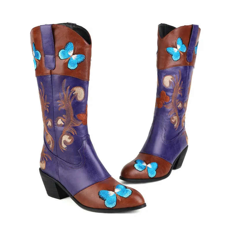 Butterfly Western Cowboy Boots Vintage Embroidered Riding Boots Sleeve Riding Boots Round Toe Block Heel Plus Size Mid Leg Boots
Butterfly Western Cowboy Boots Vintage Embroidered Riding Boots Sleeve Riding Boots Round Toe Block Heel Plus Size Mid Leg Boots