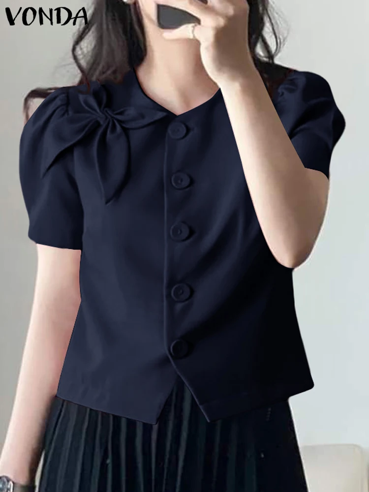 VONDA Women Solid Color Shirts 2024 Summer Elegant Tops Short Sleeve Bow Fashion Blouses Casual Buttons Tunic Blusas Femininas
VONDA Women Solid Color Shirts 2024 Summer Elegant Tops Short Sleeve Bow Fashion Blouses Casual Buttons Tunic Blusas Femininas