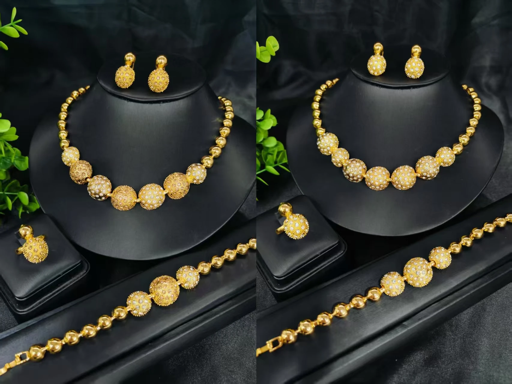 Fashion luxury Gold Plated water drill Jewelry Set for Women Necklace Earrings Bracelet Ring Wedding Party Gifts
Fashion luxury Gold Plated water drill Jewelry Set for Women Necklace Earrings Bracelet Ring Wedding Party Gifts