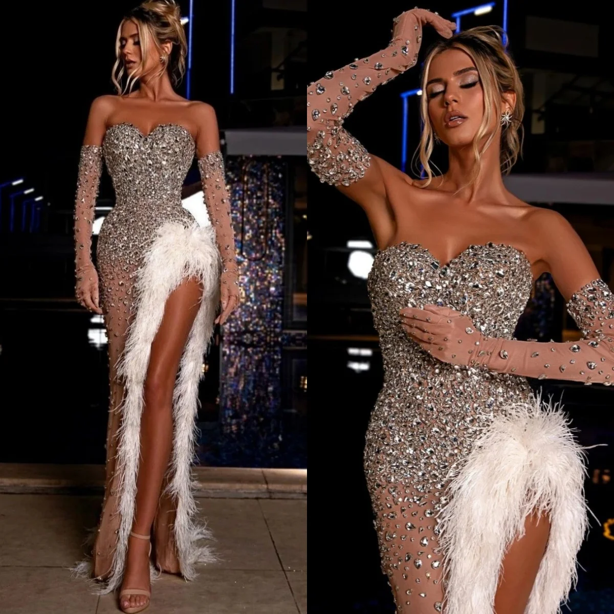 Винтажное вечернее платье с кристаллами и вырезом «сердечко», сексуальное бисерное платье без рукавов для выпускного вечера, индивидуальный пошив, длина в пол, с боковым разрезом, для вечеринок
Винтажное вечернее платье с кристаллами и вырезом «сердечко», сексуальное бисерное платье без рукавов для выпускного вечера, индивидуальный пошив, длина в пол, с боковым разрезом, для вечеринок