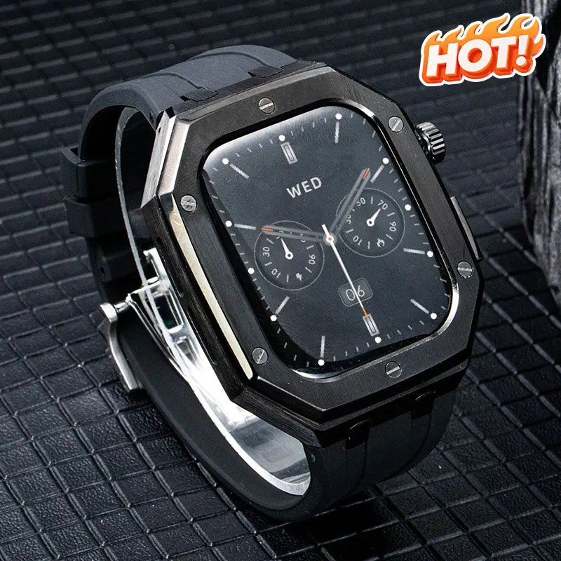 Luxury Modification Mod Kit for Apple Watch 9 8 7 6 5 4 SE 44/45mm Fluoro rubber Band Stainless steel Case for iwatch 11 10 46mm
Luxury Modification Mod Kit for Apple Watch 9 8 7 6 5 4 SE 44/45mm Fluoro rubber Band Stainless steel Case for iwatch 11 10 46mm