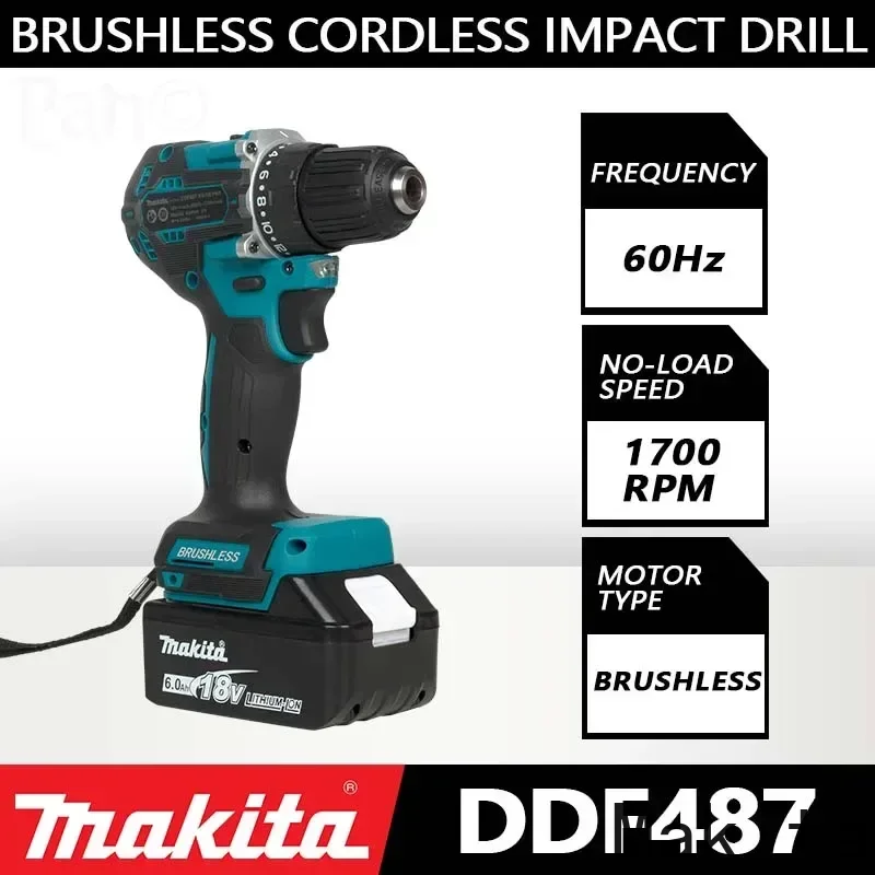Makita DDF487 10mm Brushless 18V lithium electric rechargeable impact drill large torque screwdriver 
Makita DDF487 10mm Brushless 18V lithium electric rechargeable impact drill large torque screwdriver