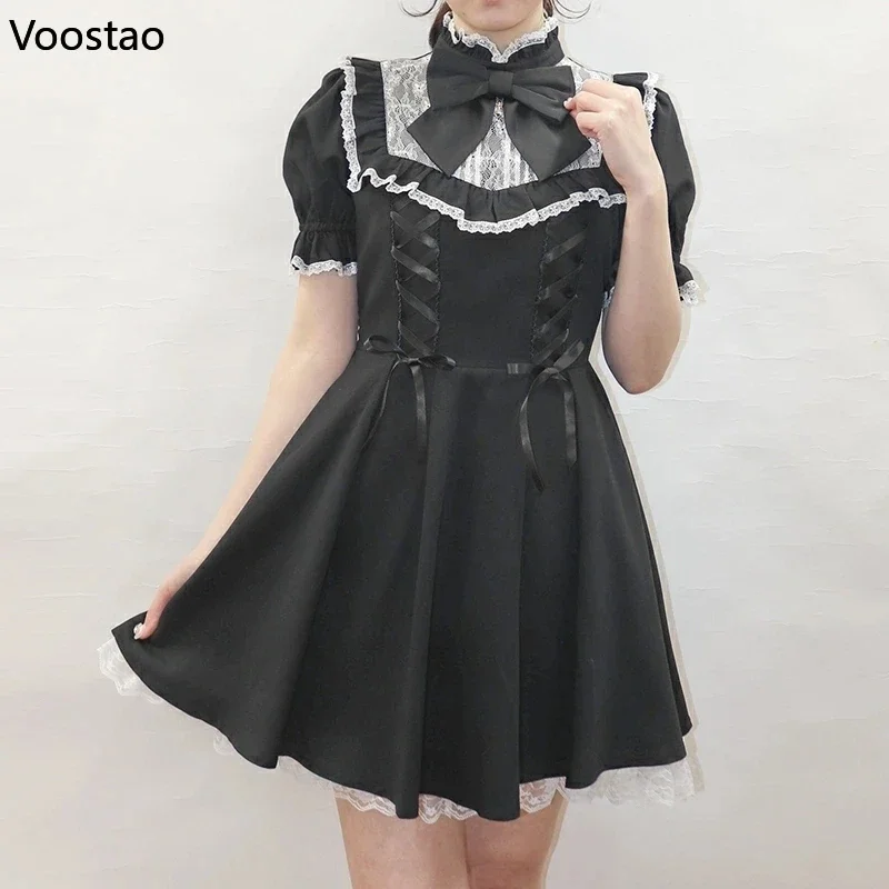 Japanese Gothic Lolita Ribbon Bow Dress Women Sweet Lace Ruffles Bandage Y2k Party Dresses Harajuku Cute Puff Sleeve Mini Dress
Japanese Gothic Lolita Ribbon Bow Dress Women Sweet Lace Ruffles Bandage Y2k Party Dresses Harajuku Cute Puff Sleeve Mini Dress
