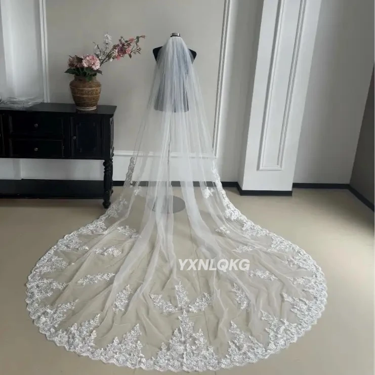 Elegant Wedding Veil 3 Meters Appliques Tulle Long Cathedral Wedding Veils Lace Edge Bridal Veil Veu De Noiva
Elegant Wedding Veil 3 Meters Appliques Tulle Long Cathedral Wedding Veils Lace Edge Bridal Veil Veu De Noiva