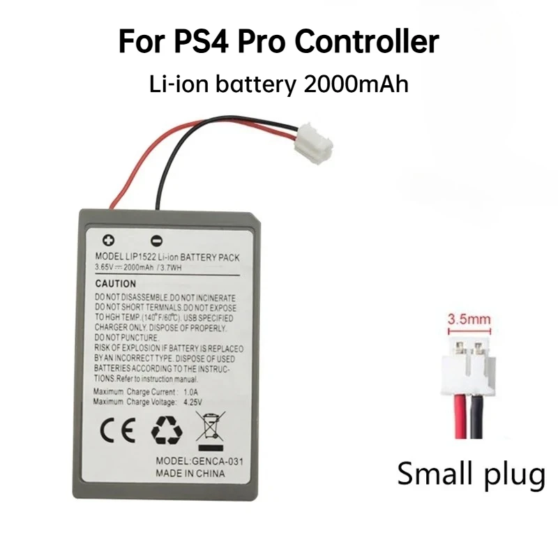 2000mAh Li-ion Rechargeable Battery Gamepad Batteria Compatible with Sony PS4 Pro Game Console Wireless Controller 3.5mm Plug