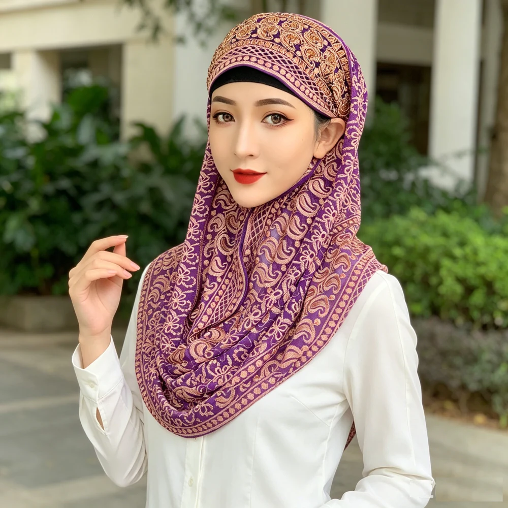 Muslim Women Silk Amira Instant Headscarf Embroidery Head Cover Soft Islamic Shawl Head Wrap Cap Suitable Festival Prayer Cover
Muslim Women Silk Amira Instant Headscarf Embroidery Head Cover Soft Islamic Shawl Head Wrap Cap Suitable Festival Prayer Cover