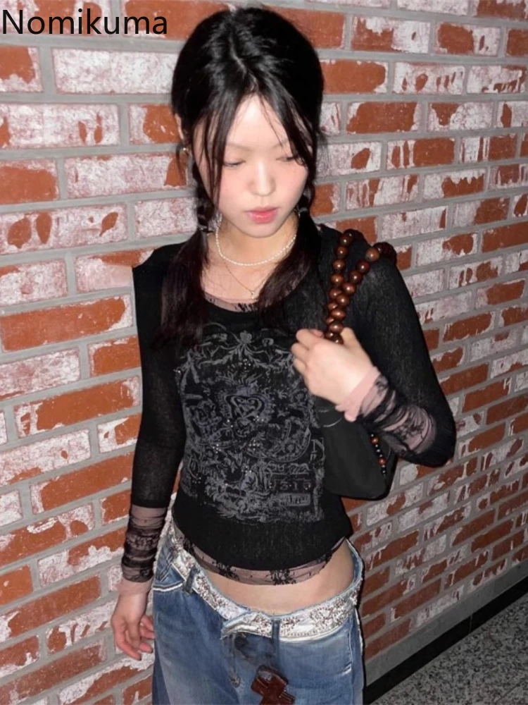 Лоскутные женские футболки с круглым вырезом и длинными рукавами, туники, летние футболки с принтом, топы Y2k, модная корейская футболка 2025 Ropa Mujer 
Лоскутные женские футболки с круглым вырезом и длинными рукавами, туники, летние футболки с принтом, топы Y2k, модная корейская футболка 2025 Ropa Mujer