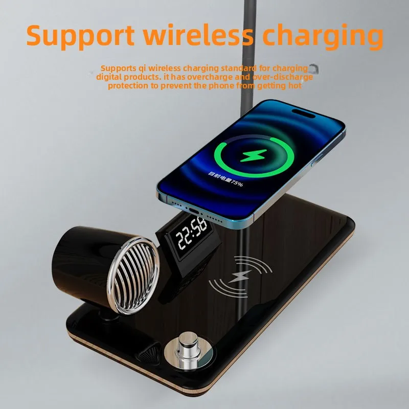 Wireless charging desk lamp, dimmable digital display time, desktop eye protection learning lamp
Wireless charging desk lamp, dimmable digital display time, desktop eye protection learning lamp
