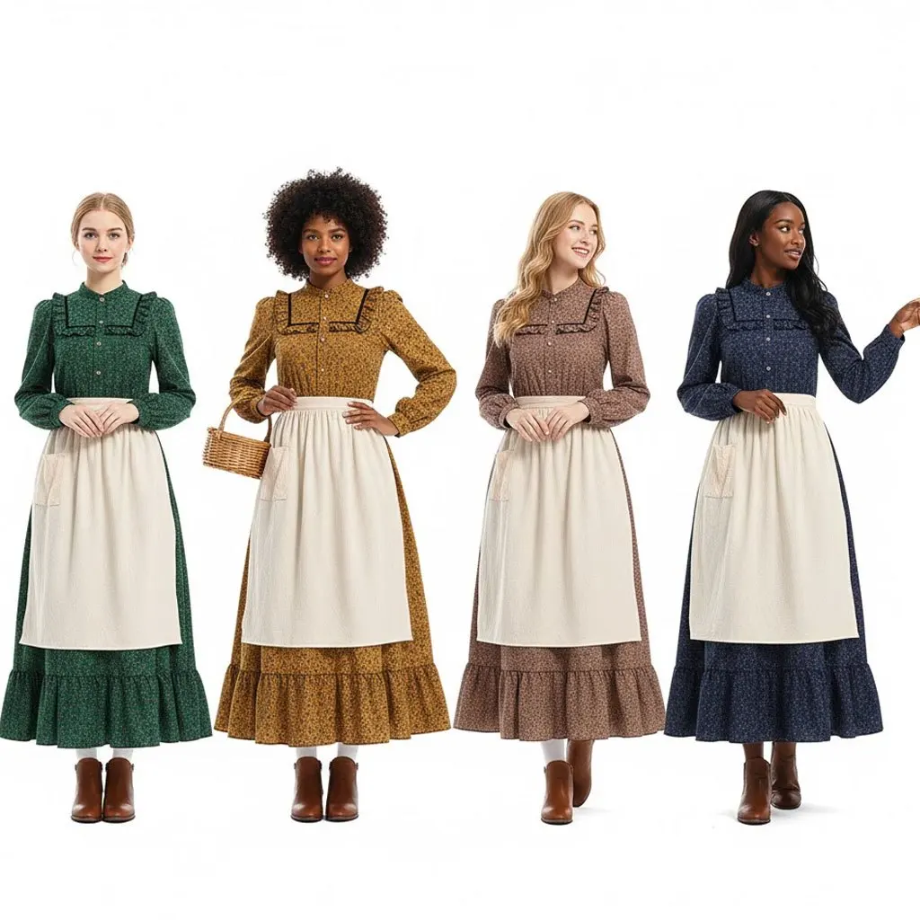 Floral Prairie Dress – Victorian Pioneer Settler Colonial Costume – Long Sleeve Maxi Gown for Historical Reenactment & Cosplay
Floral Prairie Dress – Victorian Pioneer Settler Colonial Costume – Long Sleeve Maxi Gown for Historical Reenactment & Cosplay