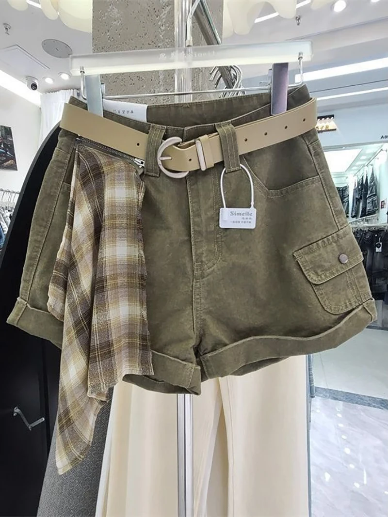Belt Included Cargo Denim Shorts Women High Waist Patchwork Utility Slim Fit Hot Pants Summer Casual Commute A-line Shorts
Belt Included Cargo Denim Shorts Women High Waist Patchwork Utility Slim Fit Hot Pants Summer Casual Commute A-line Shorts