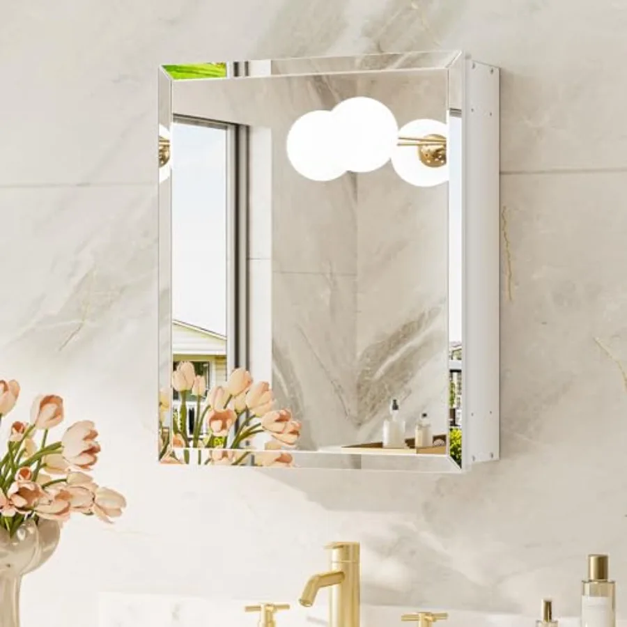 14 x 18 Recessed Medicine Cabinet with Mirror, Assembly Required, Medicine Cabinet for Bathroom, Tempered Beveled Mirror, Stepl
14 x 18 Recessed Medicine Cabinet with Mirror, Assembly Required, Medicine Cabinet for Bathroom, Tempered Beveled Mirror, Stepl
