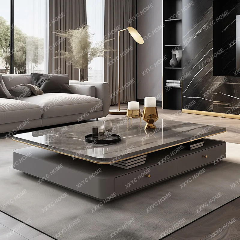LLight luxury rock slab coffee table Advanced rectangular modern minimalist household double-layer tea table
LLight luxury rock slab coffee table Advanced rectangular modern minimalist household double-layer tea table