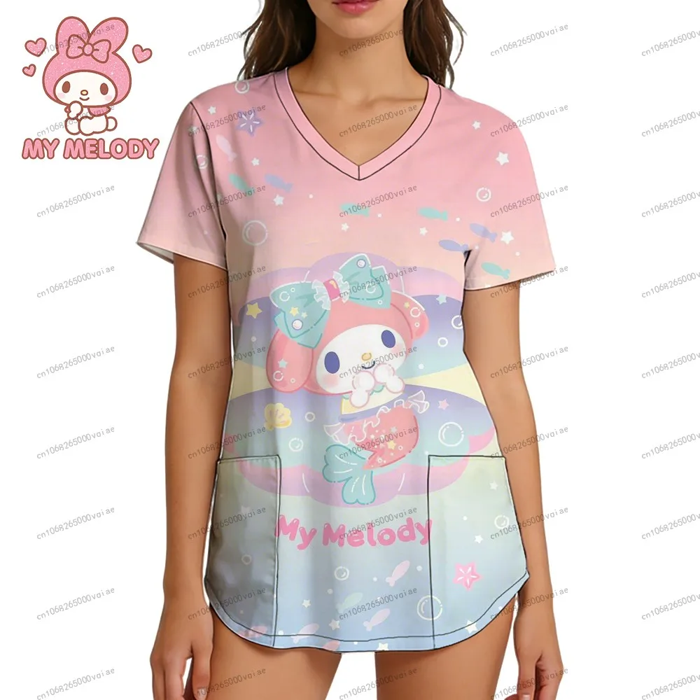 Top Women Sanrio My Melody Y2k Clothes 2026 New Leisure Women's Nurse Uniform V Neck T Shirt Cartoon 3D Print Fashion S-2XL Tops
Top Women Sanrio My Melody Y2k Clothes 2026 New Leisure Women's Nurse Uniform V Neck T Shirt Cartoon 3D Print Fashion S-2XL Tops