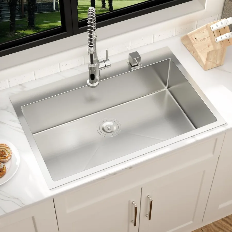 33-дюймовая кухонная мойка, 16 калибров, нержавеющая сталь, одна чаша, матовая отделка, кухонная мойка ручной работы с верхним креплением и круглым корром
33-дюймовая кухонная мойка, 16 калибров, нержавеющая сталь, одна чаша, матовая отделка, кухонная мойка ручной работы с верхним креплением и круглым корром