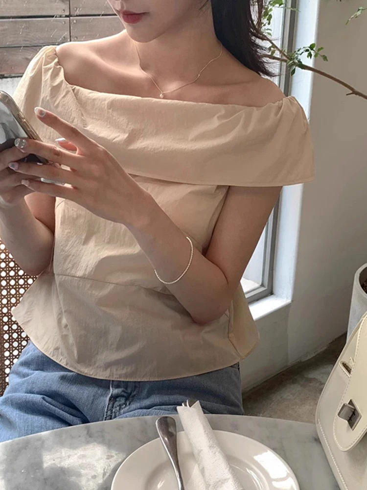Chic Summer Casual Pure Color One-oulder Bridesmaid irt Women's Loose Fit ort Sve Bone Exposure Top Commute Sle
Chic Summer Casual Pure Color One-oulder Bridesmaid irt Women's Loose Fit ort Sve Bone Exposure Top Commute Sle