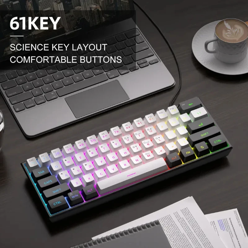 Новая компактная проводная клавиатура 60% (61 клавиша) с RGB-подсветкой, мембранная, для ПК, ноутбуков и офиса (Windows)
Новая компактная проводная клавиатура 60% (61 клавиша) с RGB-подсветкой, мембранная, для ПК, ноутбуков и офиса (Windows)