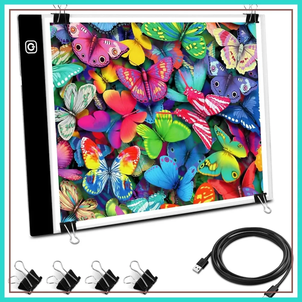 A4 LED Light Pad for Tracing, 3 Brightness Levels, USB Powered, with 4 Clips
A4 LED Light Pad for Tracing, 3 Brightness Levels, USB Powered, with 4 Clips