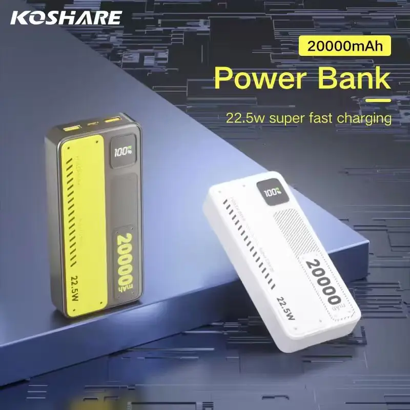 KOSHAER New Portable Power Bank with Fast Charging 20000mAh Large Capacity PD22.5W Micro USB Input Interface LED Display
KOSHAER New Portable Power Bank with Fast Charging 20000mAh Large Capacity PD22.5W Micro USB Input Interface LED Display