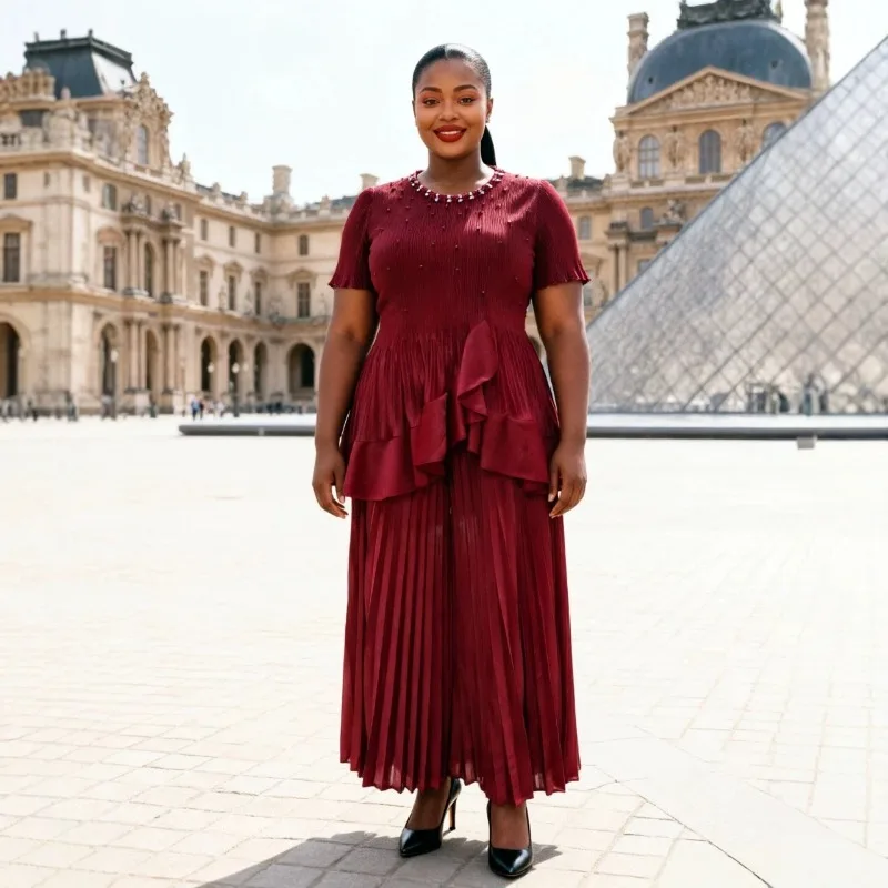 Miyake Light Luxury Pleated Skirt Set Plisse Women 2026 Summer New Plus Size Set Pleats Beaded Ruffled Elegant Two-Piece Set
Miyake Light Luxury Pleated Skirt Set Plisse Women 2026 Summer New Plus Size Set Pleats Beaded Ruffled Elegant Two-Piece Set