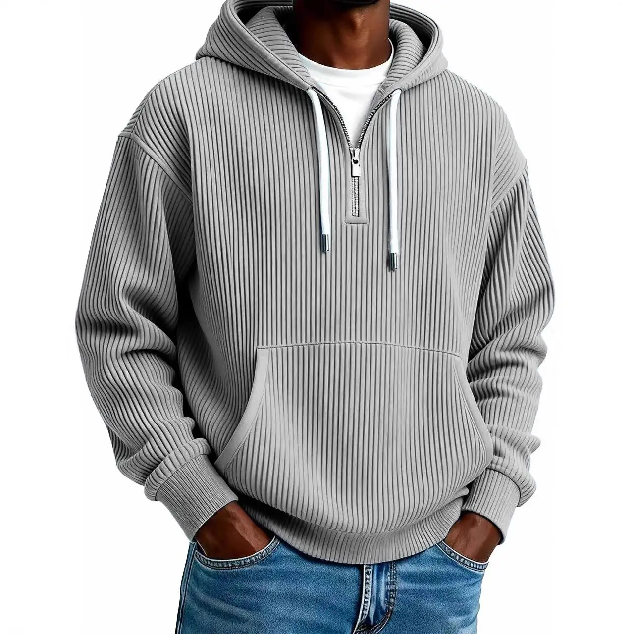 Men's Sports Corduroy Zipper Hooded Sweatshirt Jacket Comfortable Casual Style with Side Seam Pockets for Outdoor Activities
Men's Sports Corduroy Zipper Hooded Sweatshirt Jacket Comfortable Casual Style with Side Seam Pockets for Outdoor Activities