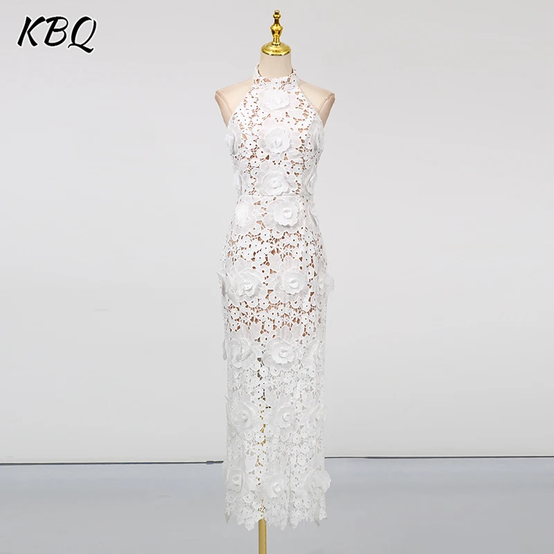 KBQ Sexy Hollow Out Temperament Slimming Dress for Women Halter Sleeveless High Waist Patchwork Appliques Long Dresses Female 
KBQ Sexy Hollow Out Temperament Slimming Dress for Women Halter Sleeveless High Waist Patchwork Appliques Long Dresses Female