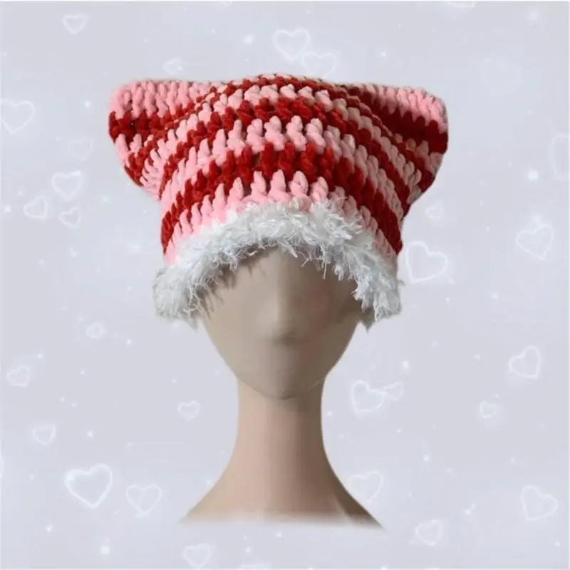 Y2k Handmade Striped Ear Hat Knit Winter Windproof Hat with Plush Brim 6XDA
Y2k Handmade Striped Ear Hat Knit Winter Windproof Hat with Plush Brim 6XDA