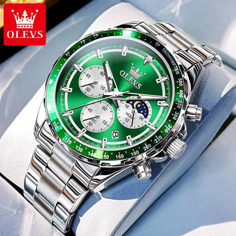 OLEVS 2945 High-end Men's Watches Moon Phase Auto Date Chronograph Stainless Steel Quartz Wristwatches for Man Luxury Original
OLEVS 2945 High-end Men's Watches Moon Phase Auto Date Chronograph Stainless Steel Quartz Wristwatches for Man Luxury Original