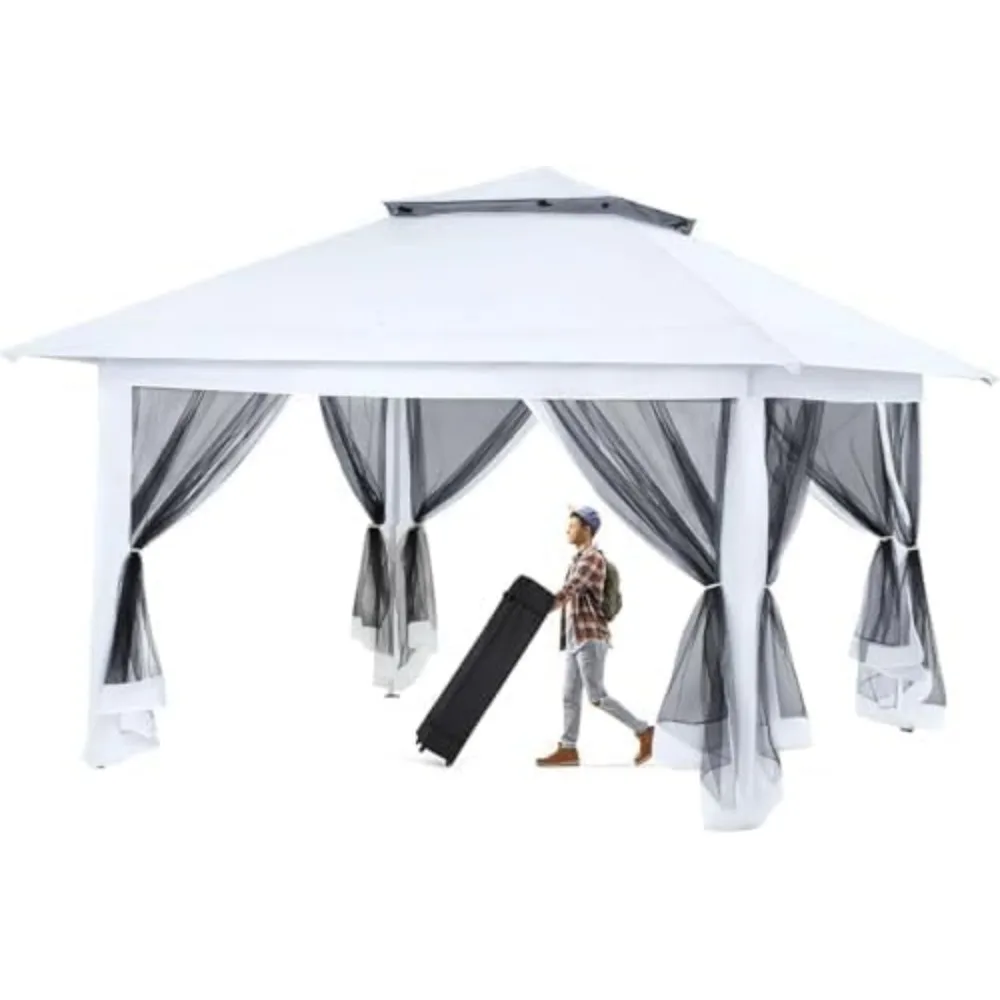Pop Up Gazebo with Double Roofs, 12x12 Canopy Tent Instant Shelter Patio Tent with Mosquito Nettings, Carrying Roller Bag
Pop Up Gazebo with Double Roofs, 12x12 Canopy Tent Instant Shelter Patio Tent with Mosquito Nettings, Carrying Roller Bag