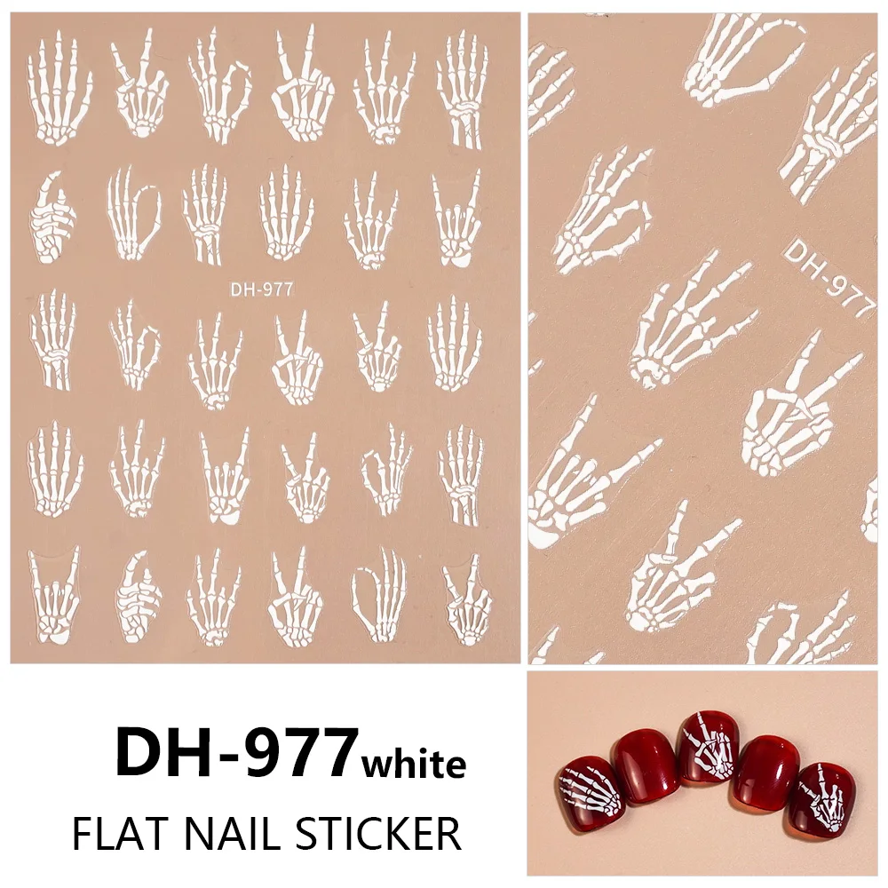 3D Flat Nail Stickers White Skeleton Hand Nail Art Stickers Women DIY Self Adhesive Manicure Decorative Decal Fashion Punk Style
3D Flat Nail Stickers White Skeleton Hand Nail Art Stickers Women DIY Self Adhesive Manicure Decorative Decal Fashion Punk Style