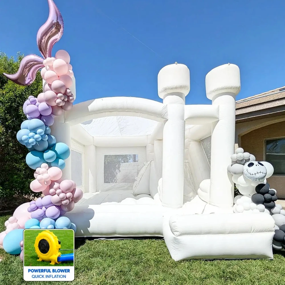 White Bounce House, Kids Inflatable Bounce House Party Favors with Hair Dryer White Castle Wedding Decoration for Outdoor Play
White Bounce House, Kids Inflatable Bounce House Party Favors with Hair Dryer White Castle Wedding Decoration for Outdoor Play