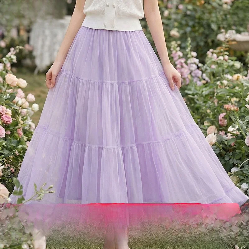 Sweet Fairylike High Waist Mesh Half Skirt for Women A-Line Gown Nylon Fabric Anti-Wrinkle Summer Style Elegant Ladylike
Sweet Fairylike High Waist Mesh Half Skirt for Women A-Line Gown Nylon Fabric Anti-Wrinkle Summer Style Elegant Ladylike